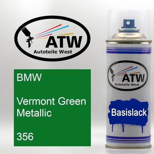 BMW, Vermont Green Metallic, 356: 400ml Sprühdose, von ATW Autoteile West.